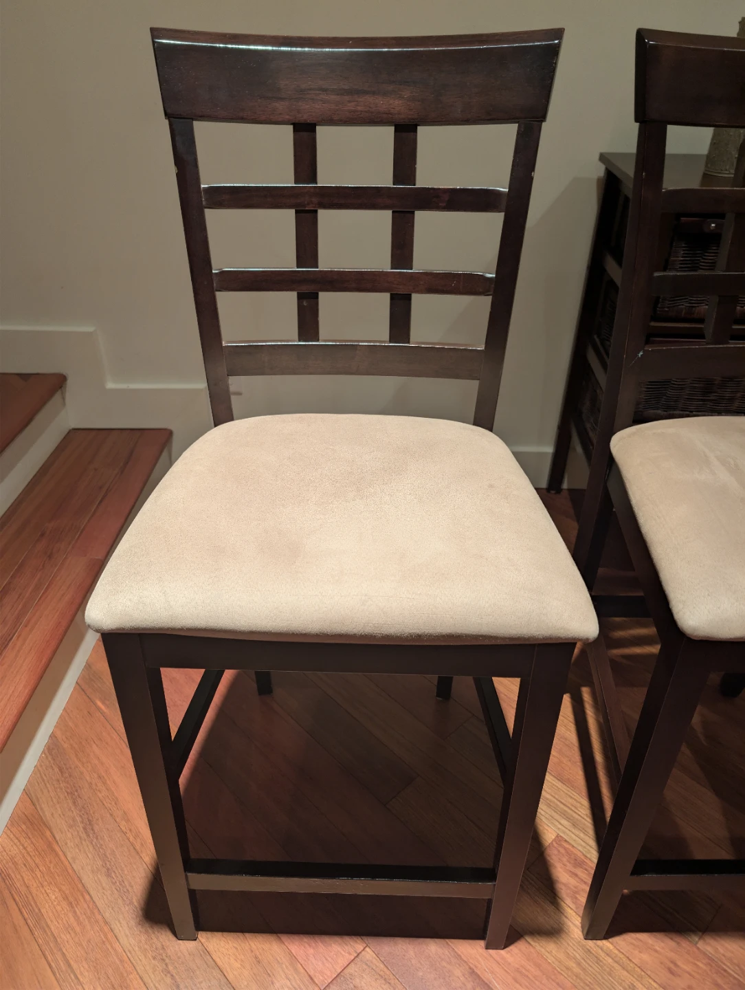Wooden Counter Stools with Upholstered Seats (Set of 3) - photo 4
