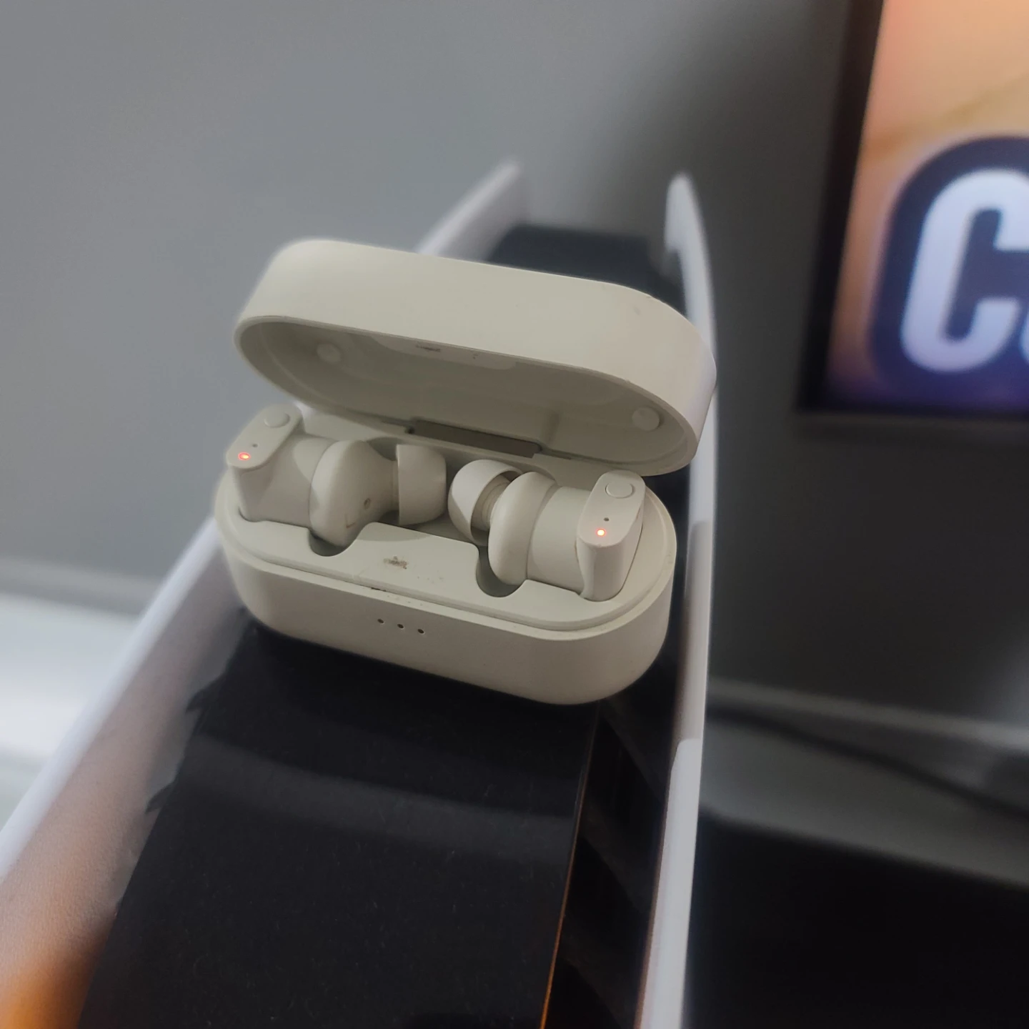 Cream Wireless Earbuds with Charging Case