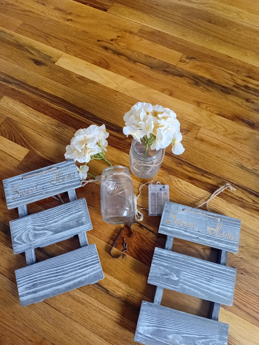 Set of 2 Wooden Mason Jar Sconces with LED Lights - photo 2