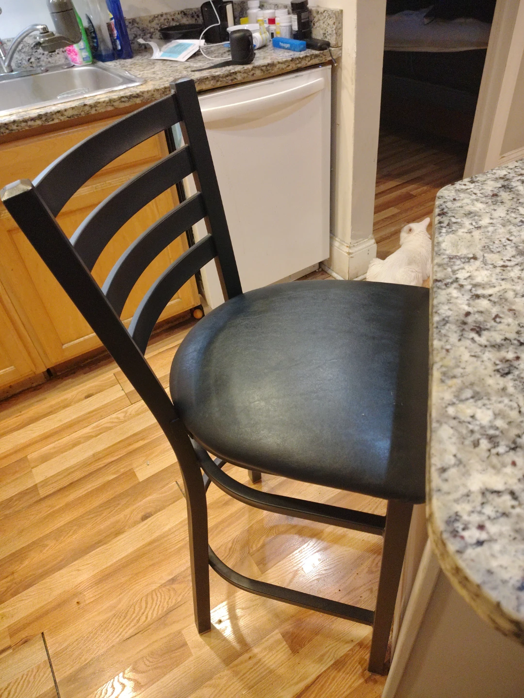 Black Bar Stool with Curved Back