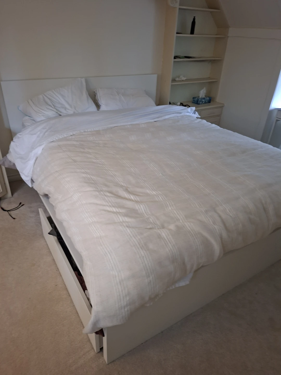 White Bed Frame  with Storage Drawers
