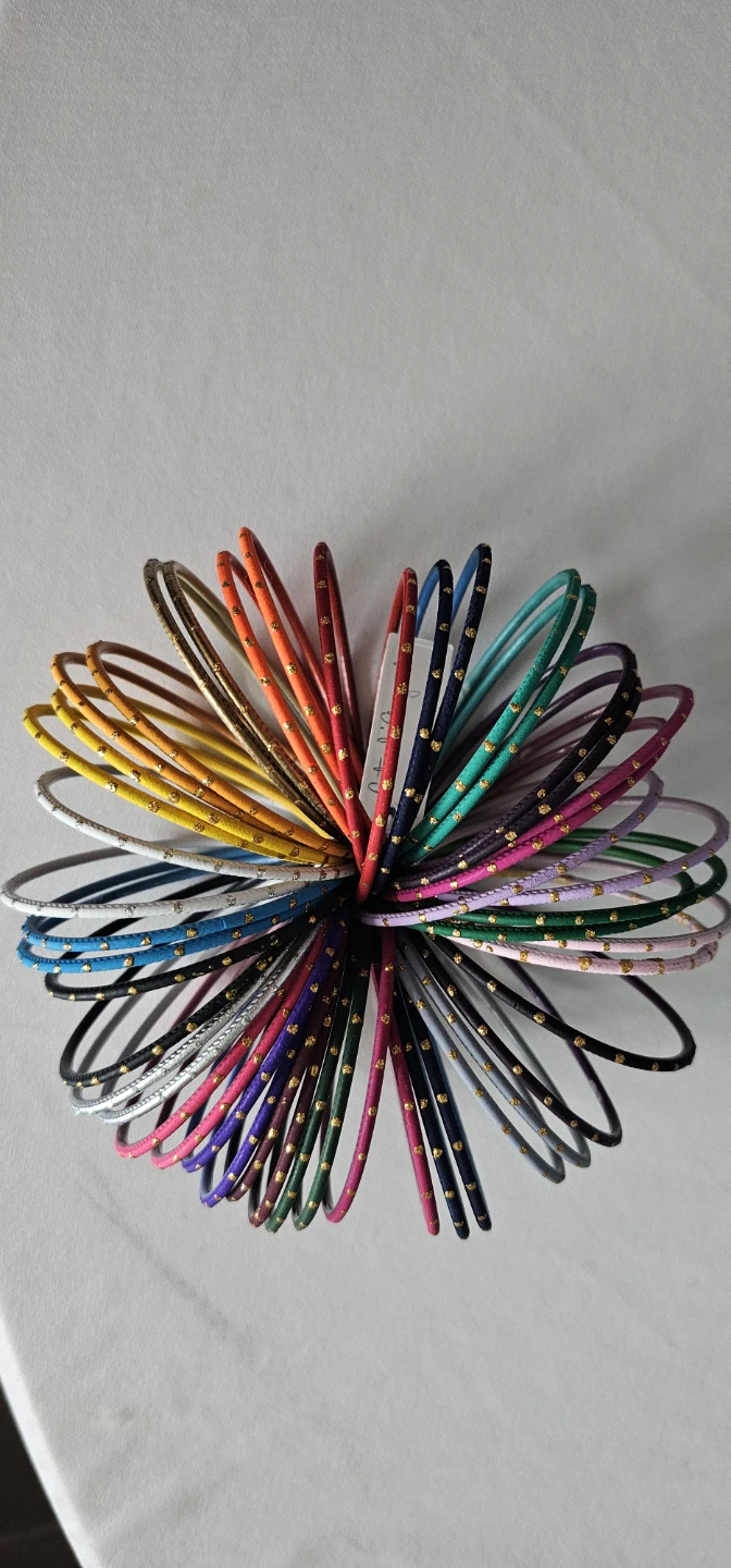 Set of Colourful Bangle Bracelets with Gold Dots