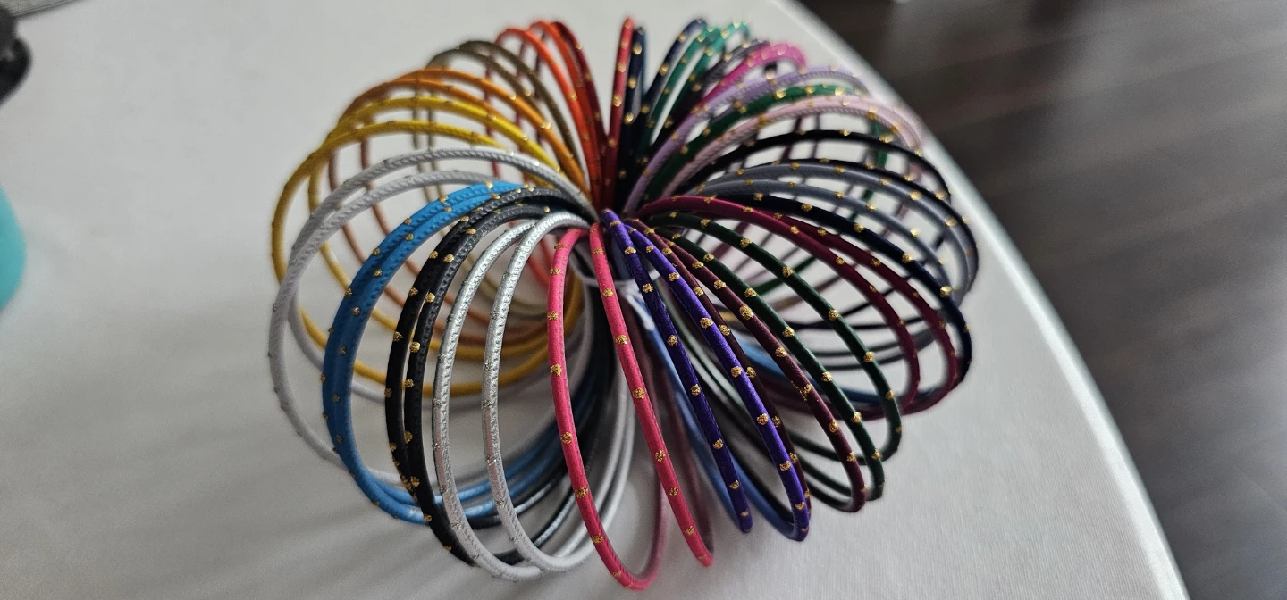 Set of Colourful Bangle Bracelets with Gold Dots - photo 2