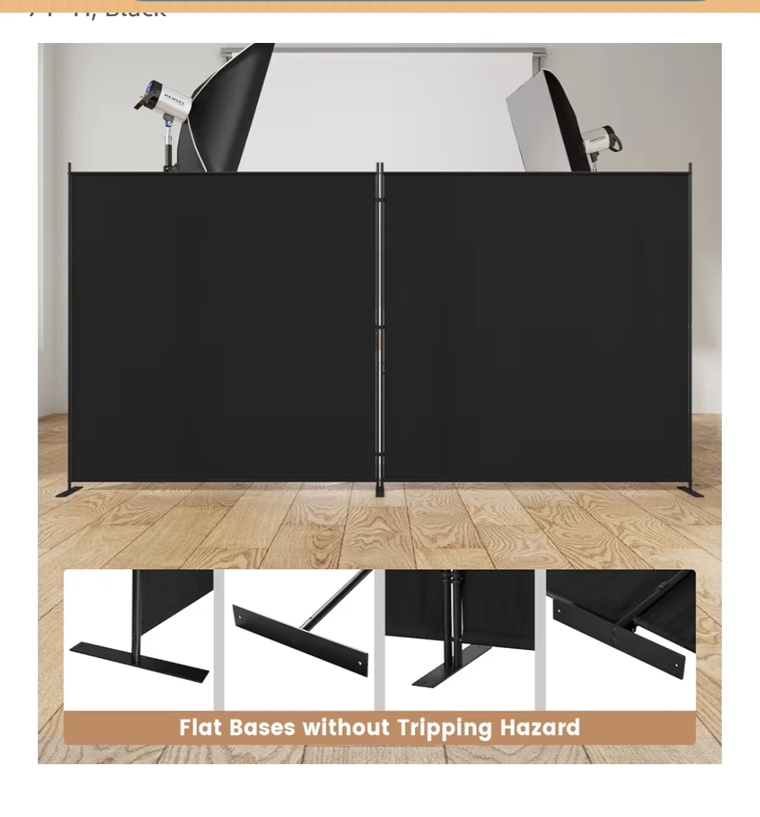 2-Panel Black Room Divider Screen - photo 5