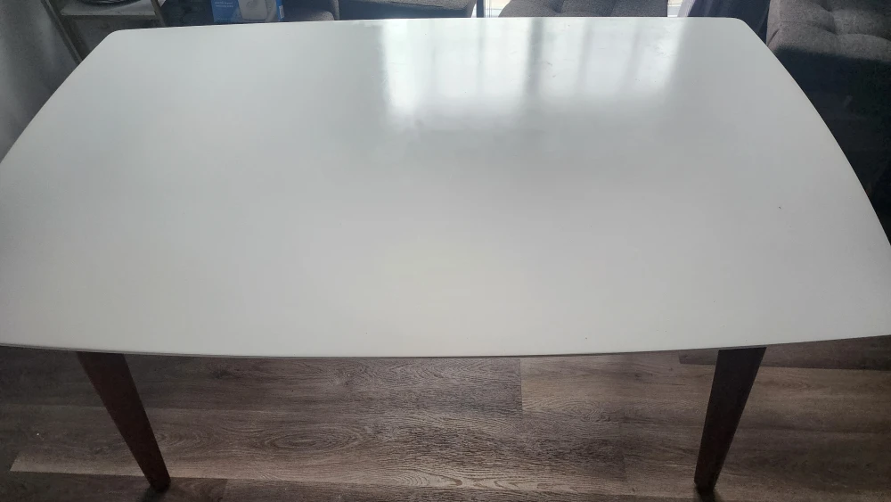 White Dining Table with Wood Legs - photo 2