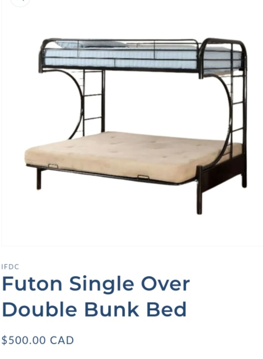 Futon Single Over Double Bunk Bed Frame