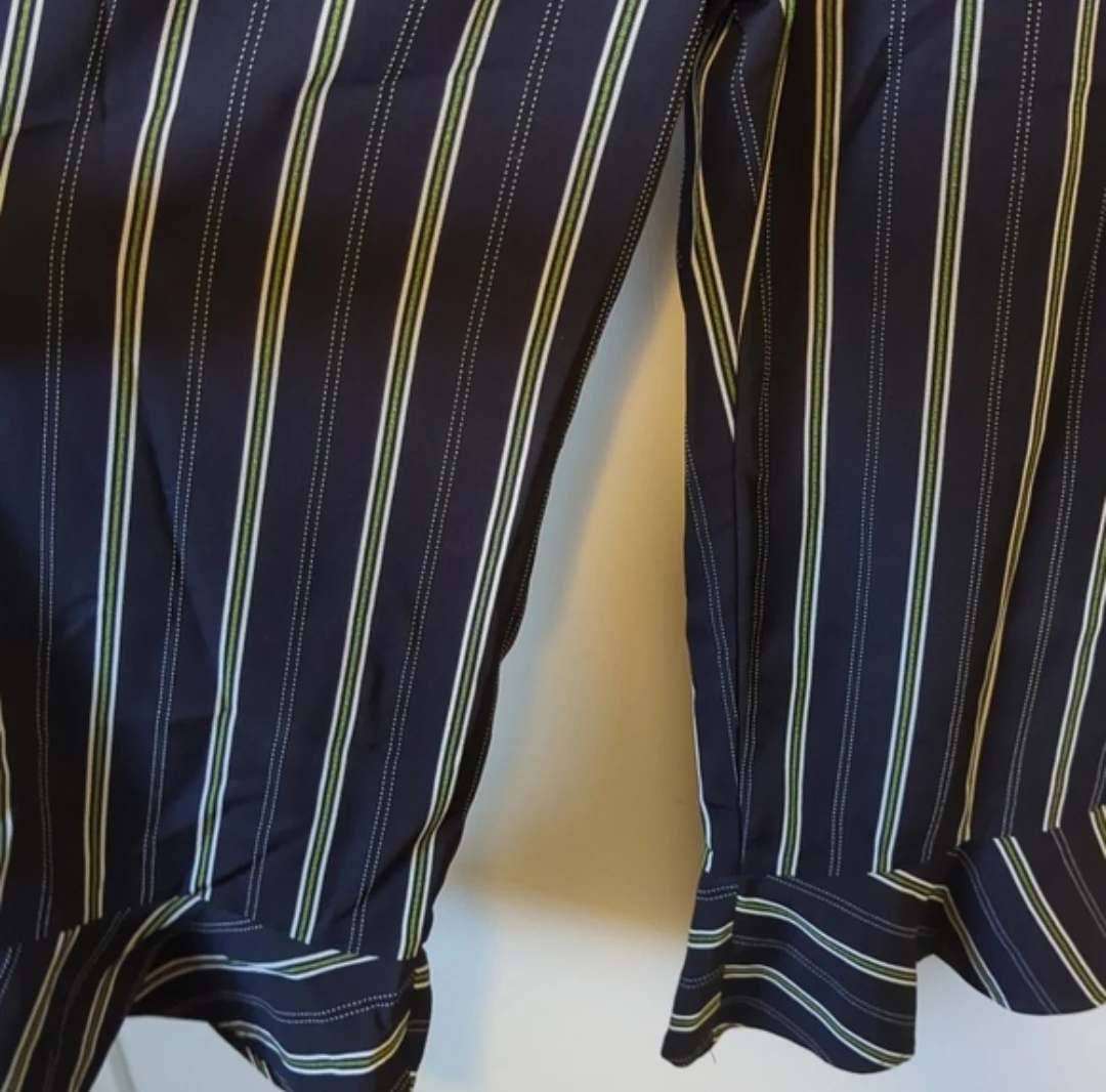 Navy Striped Jumpsuit with Ruffle Hem - photo 3