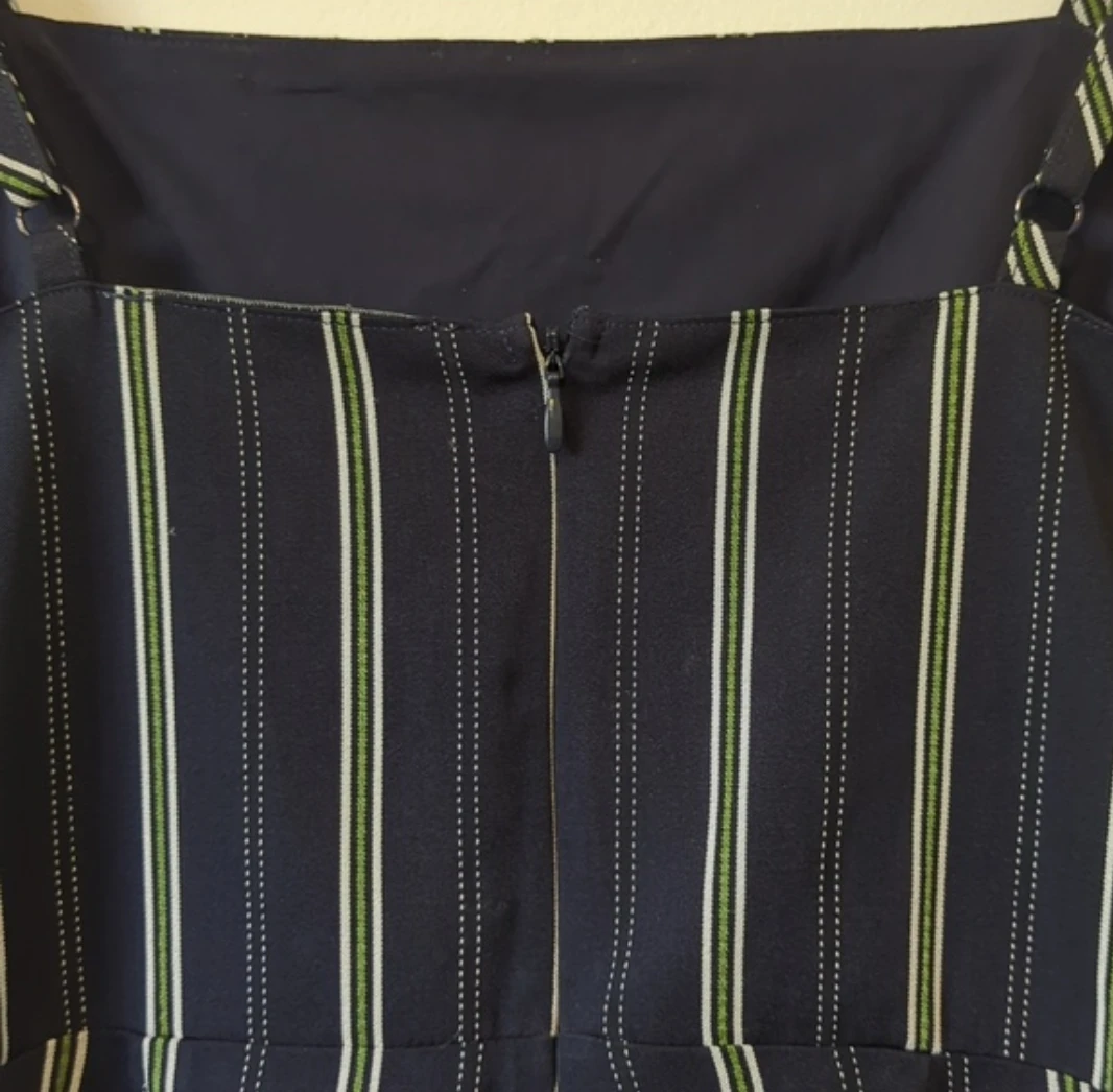 Navy Striped Jumpsuit with Ruffle Hem - photo 5