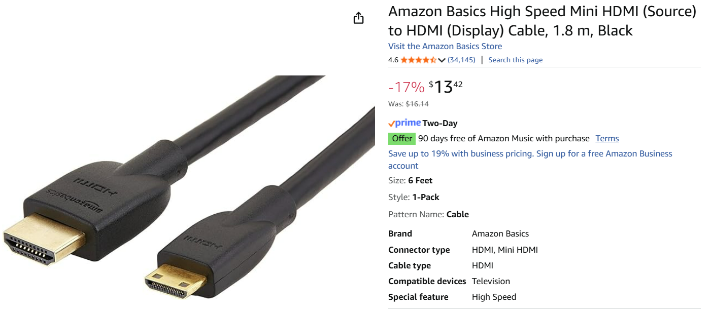 Amazon Basics High Speed Mini HDMI (Source) to HDMI (Display) - photo 4