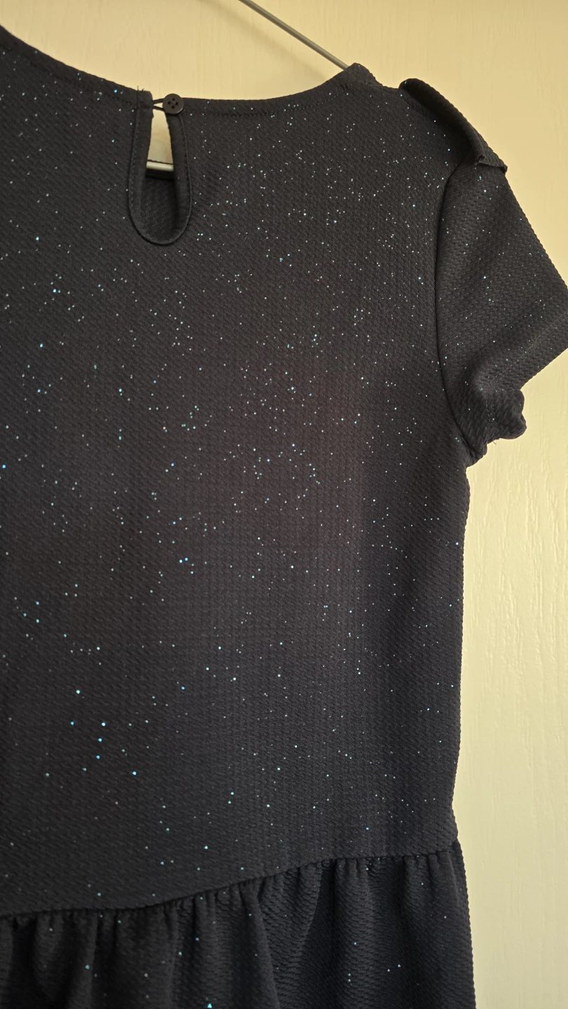 Girls Navy Sparkle Ruffle Dress Size 9-10 - photo 3