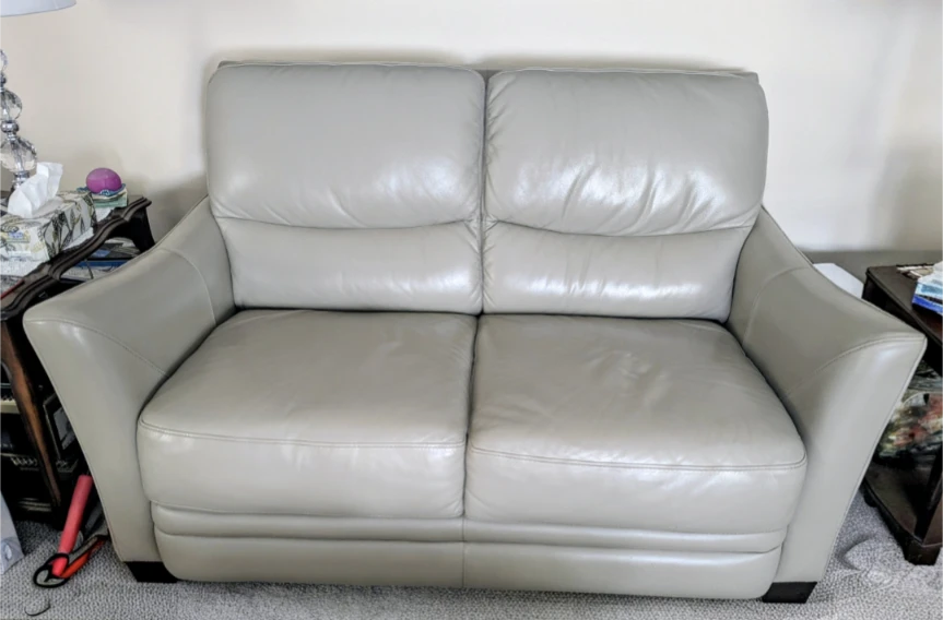 Light Grey Leather Loveseat
