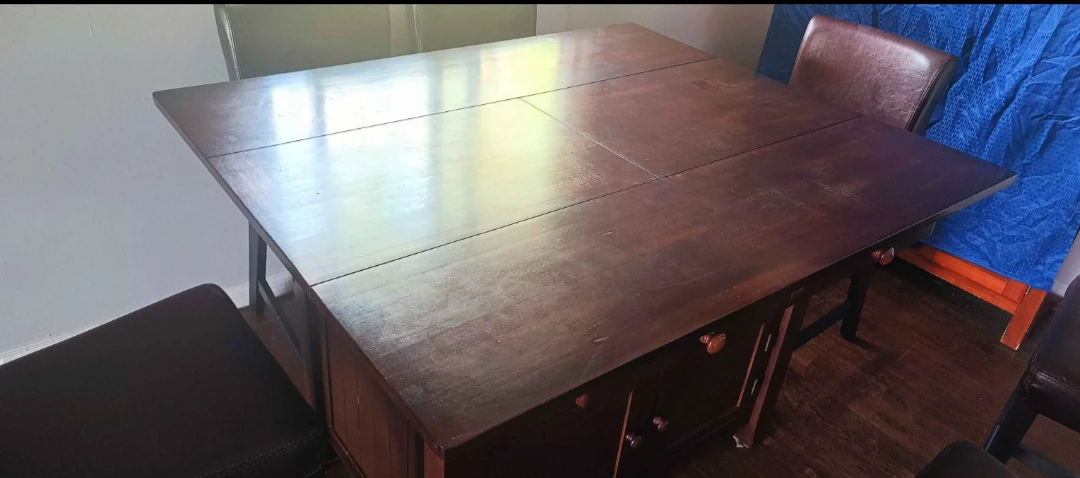 Extendable Drop Leaf Dining Table with Chairs - photo 4