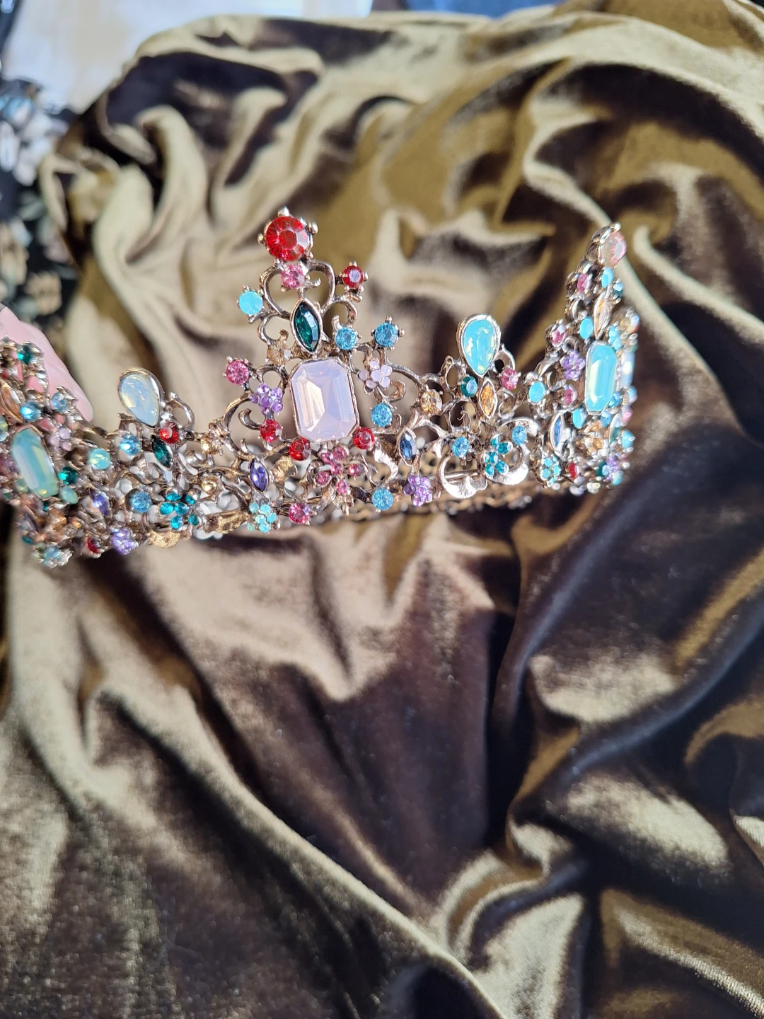 Ornate Tiara with colourful rhinestones