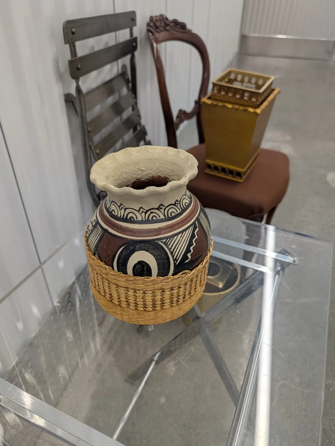 Decorative Ceramic Pot with Woven Base - photo 2