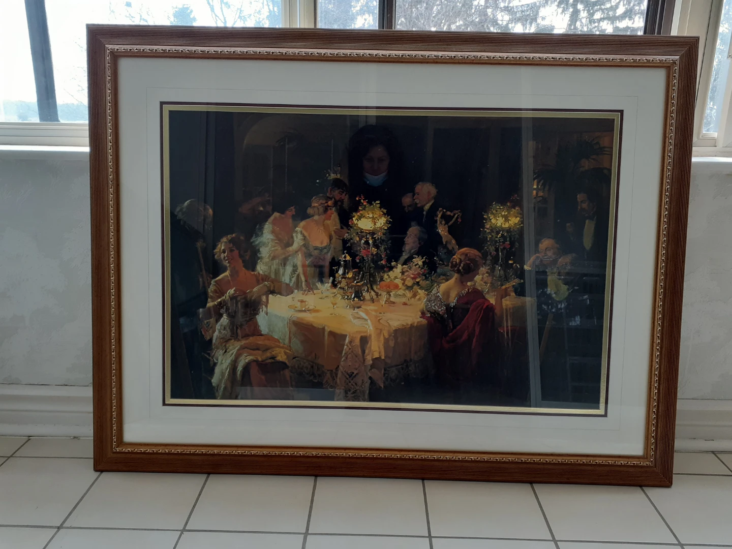 Framed Print of a Victorian Dinner Party Scene - photo 2