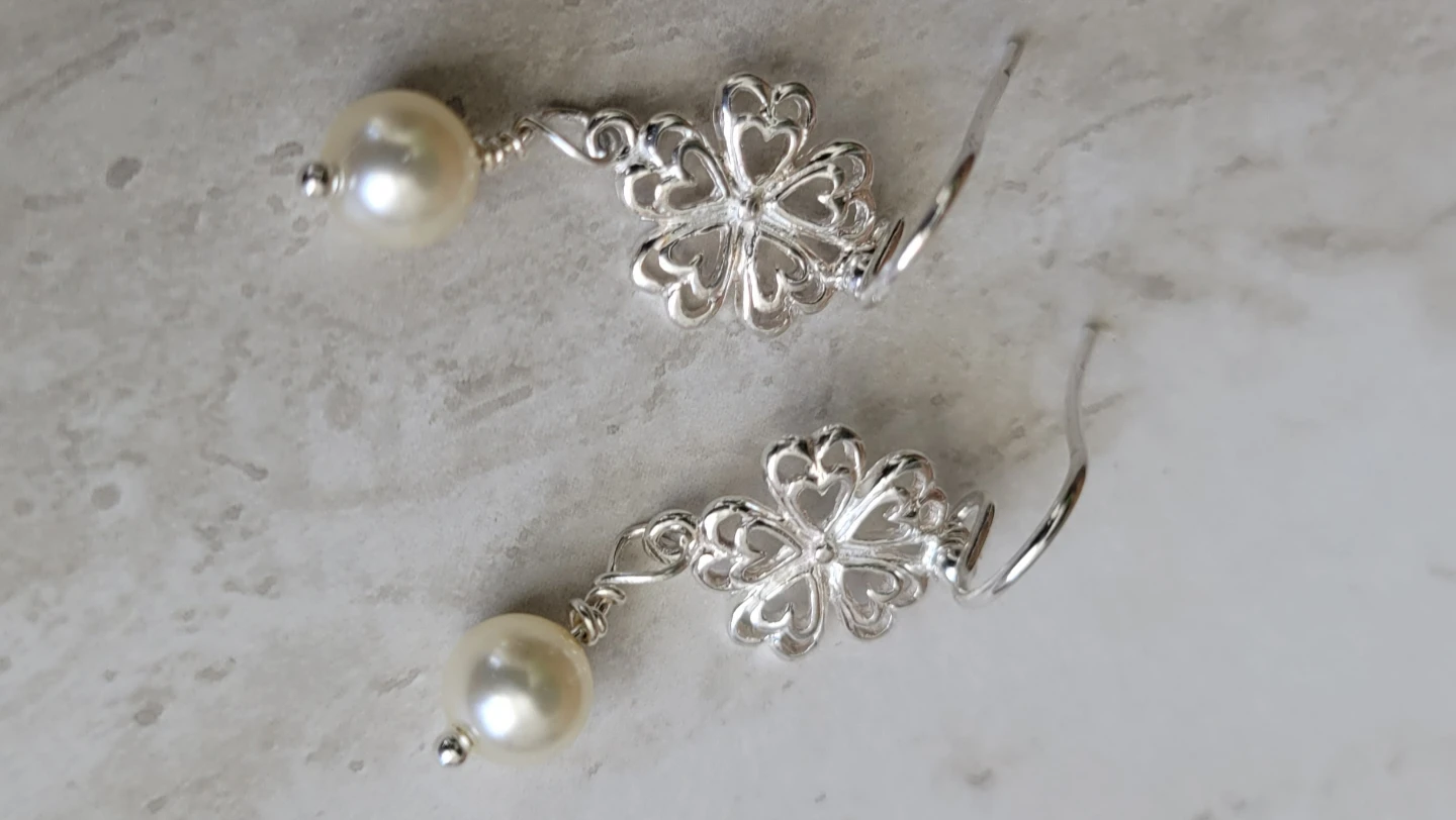 Sterling Flower charm with Swarovski pearl - photo 2