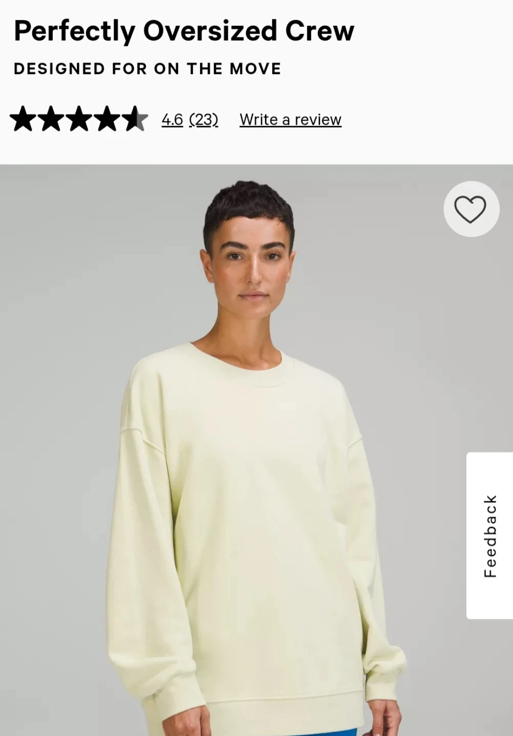 Lululemon Perfectly Oversized Crewneck Sweatshirt - Pale Yellow - photo 2