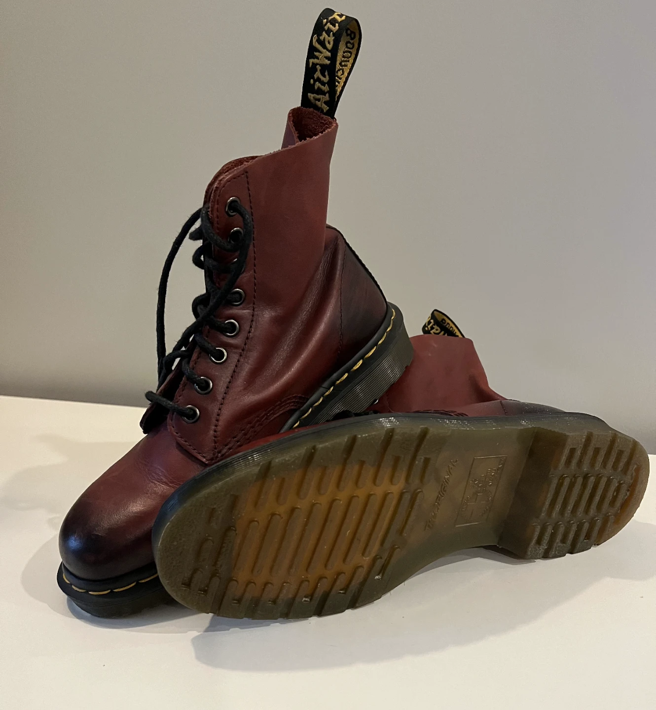 Dr. Martens Red Leather Lace-Up Boots