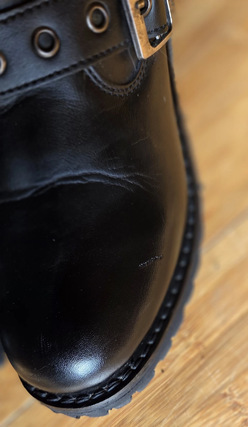 Black Leather Motorcycle Boots - photo 4