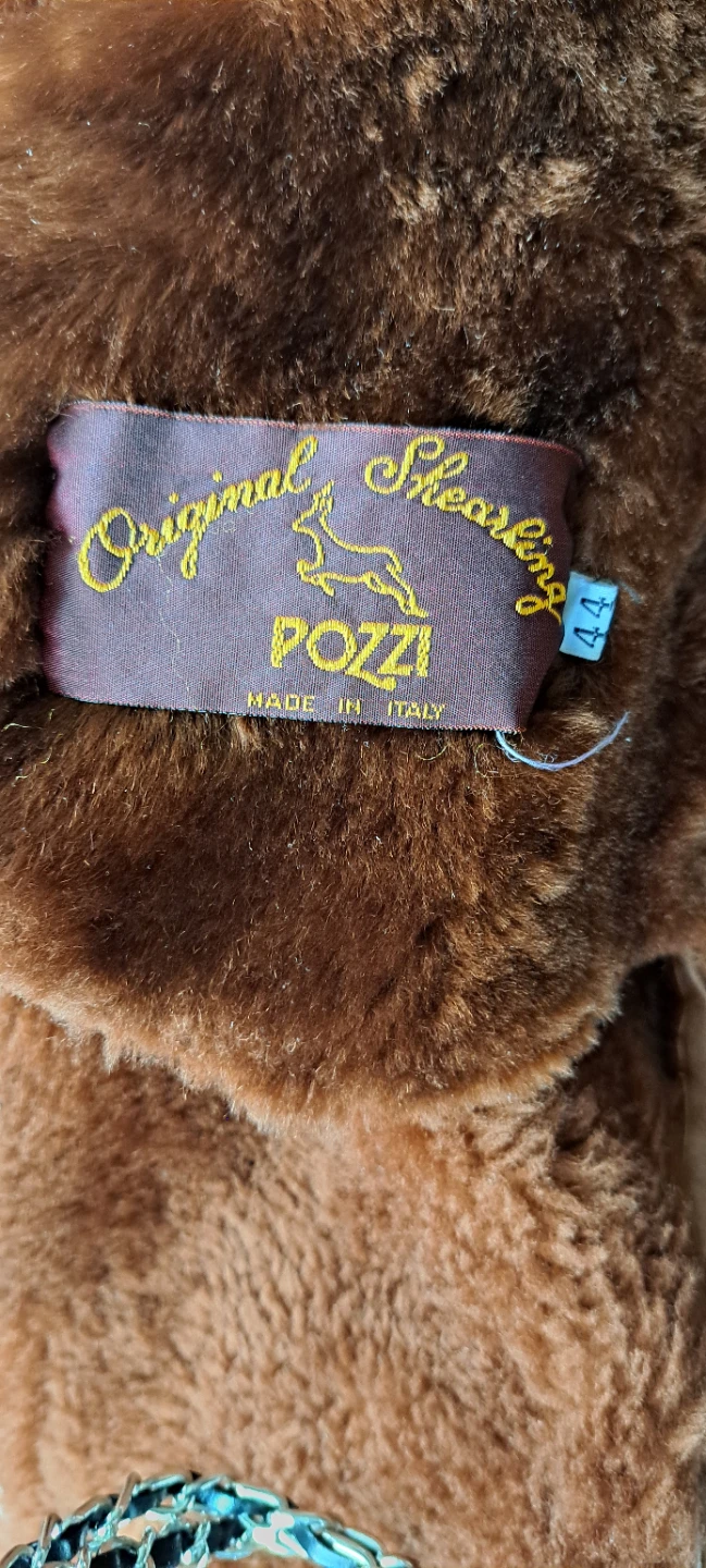 POZZI Brown Suede Shearling Lined Coat Size 44 - photo 3