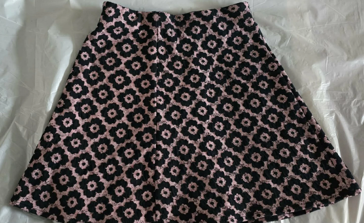 Pink and Black Floral A-Line Skirt - Size M