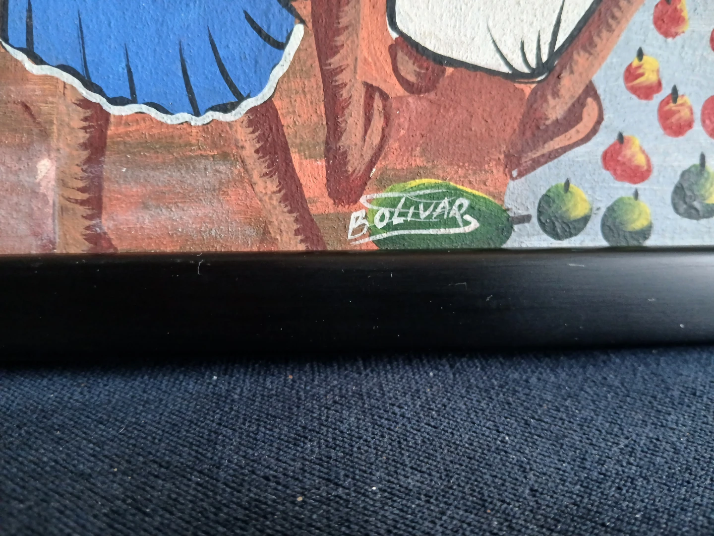Bolivar Framed Painting of Market Scene - photo 2