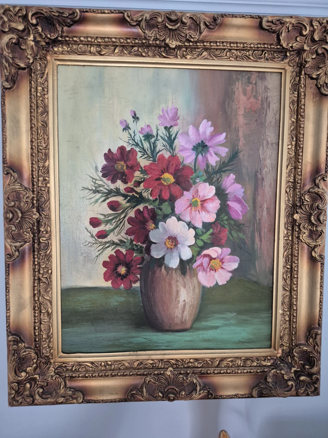 Vintage Framed Floral Oil Painting