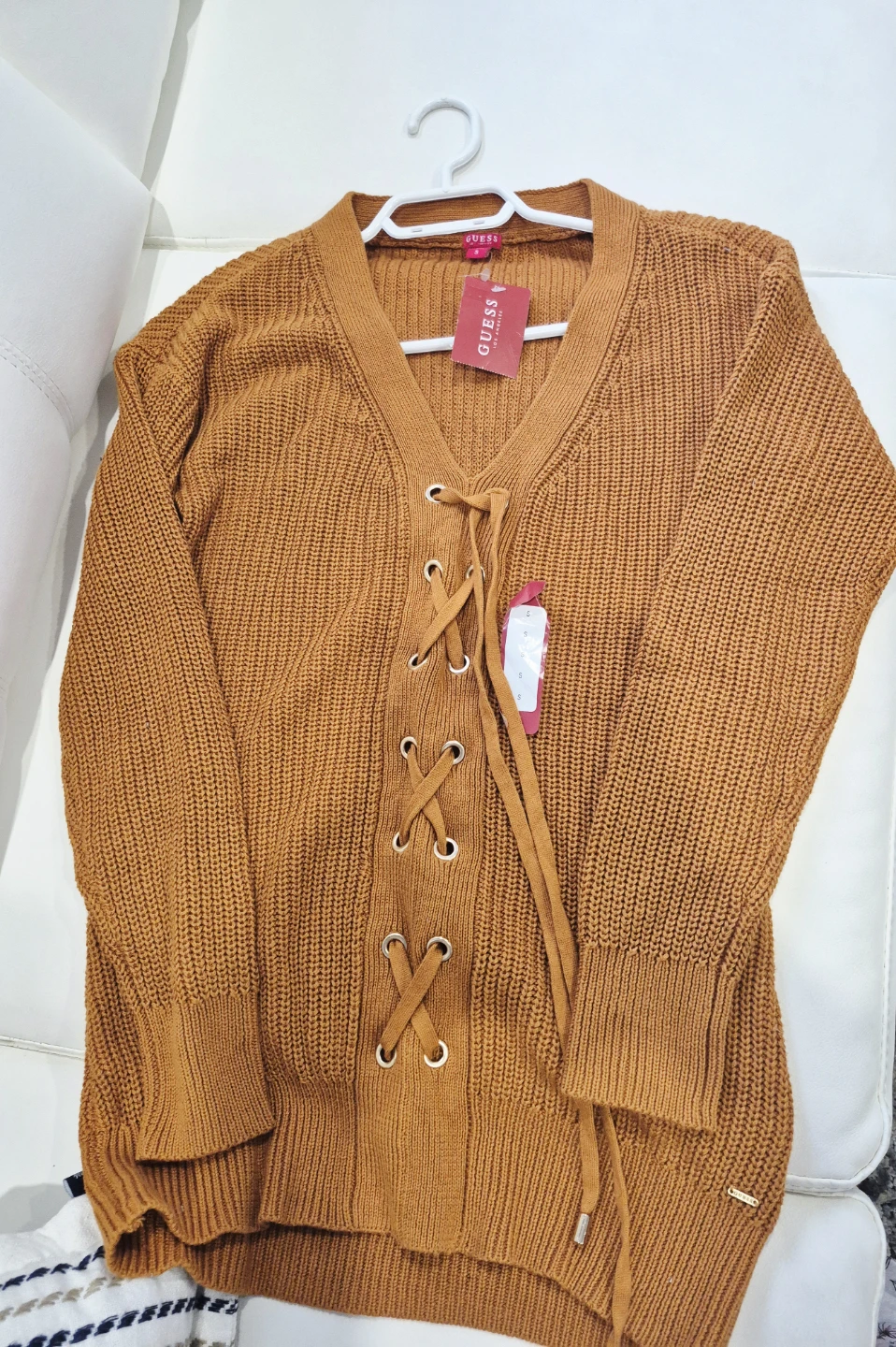 Guess Lace-Up V-Neck Sweater