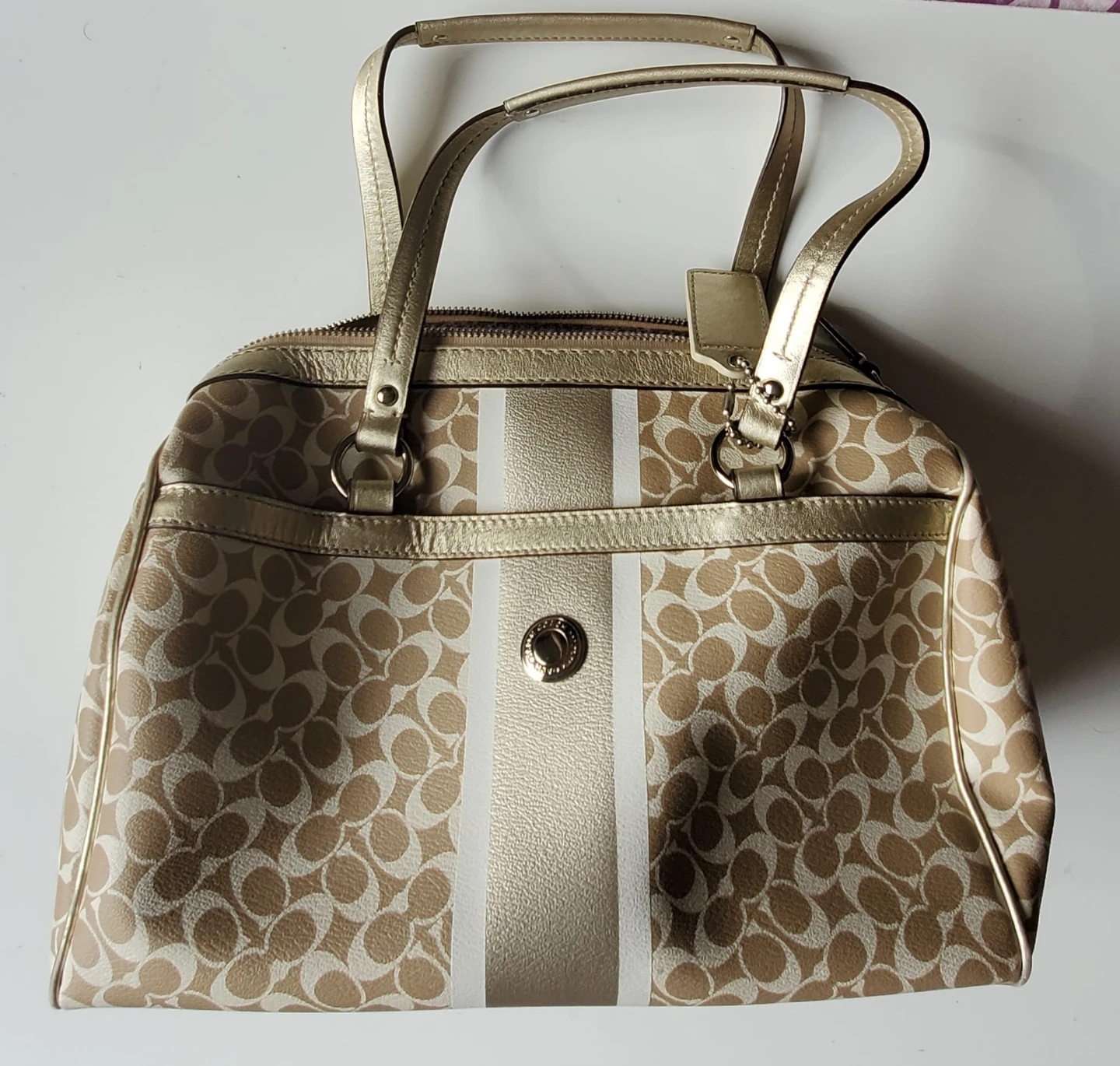 Coach Signature Stripe Tote Bag