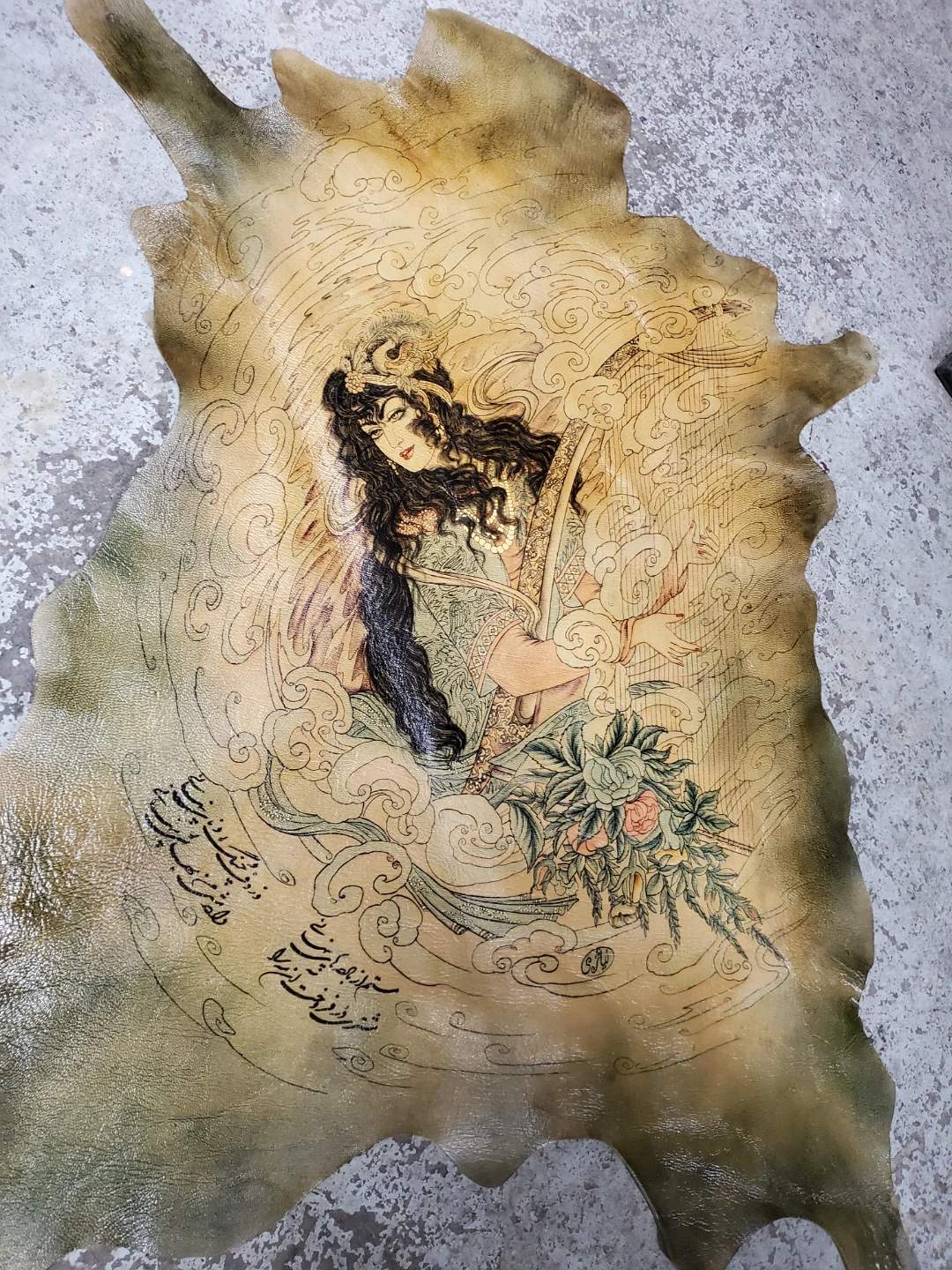 🥕 Hand-Painted Leather Artwork