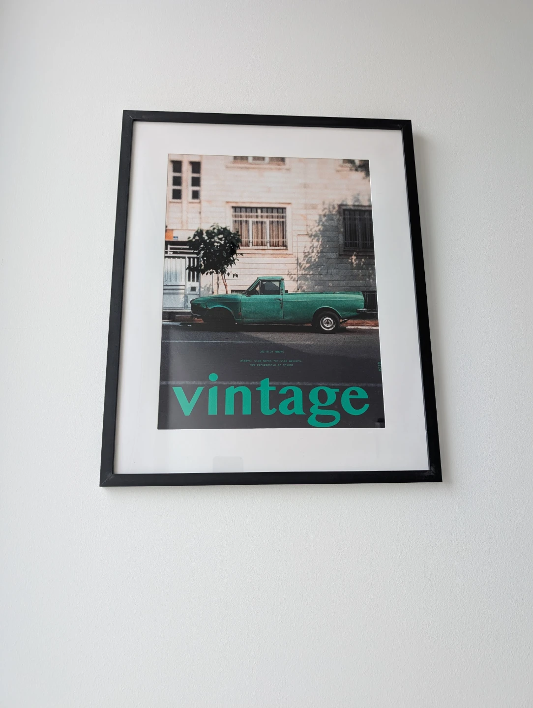 framed green Paykan pickup truck vintage print in black frame - photo 4