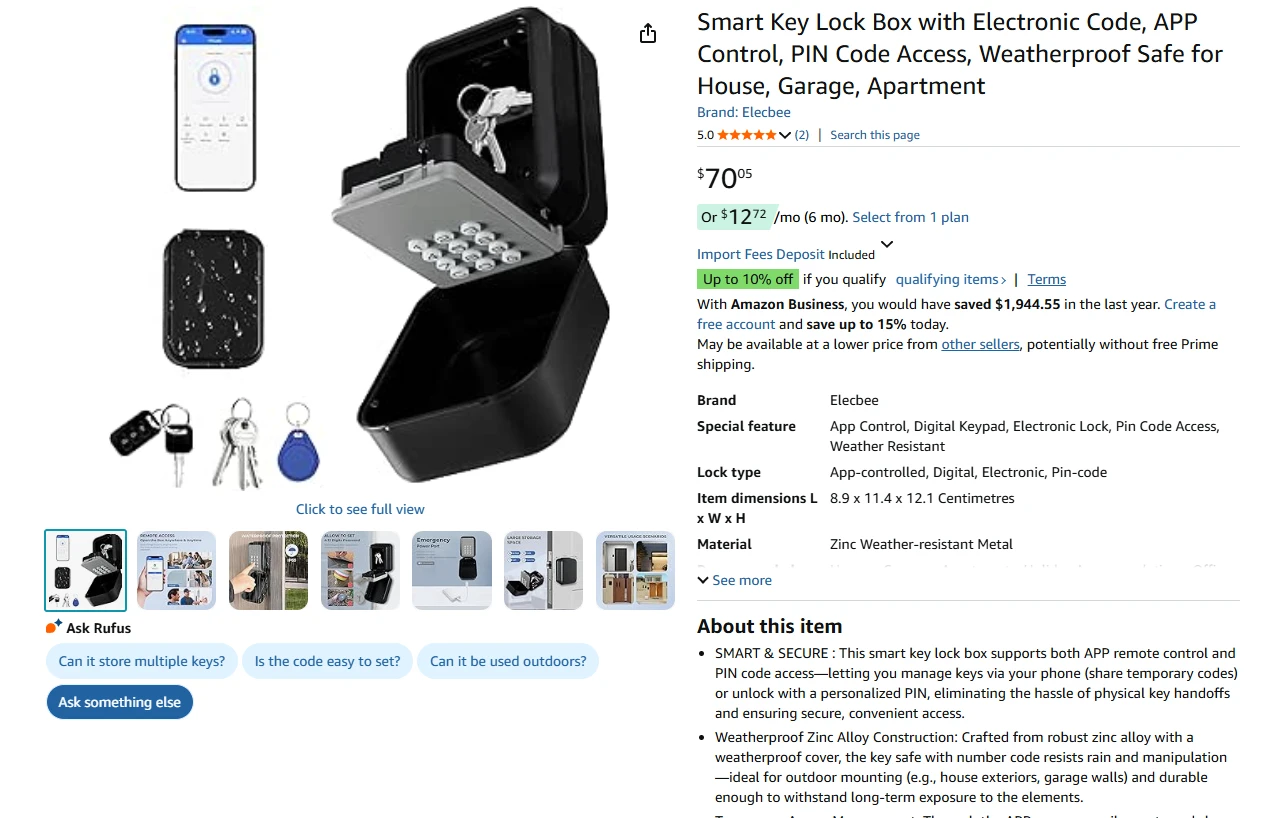 Smart Key Lock Box with Electronic Code New in Box - photo 2