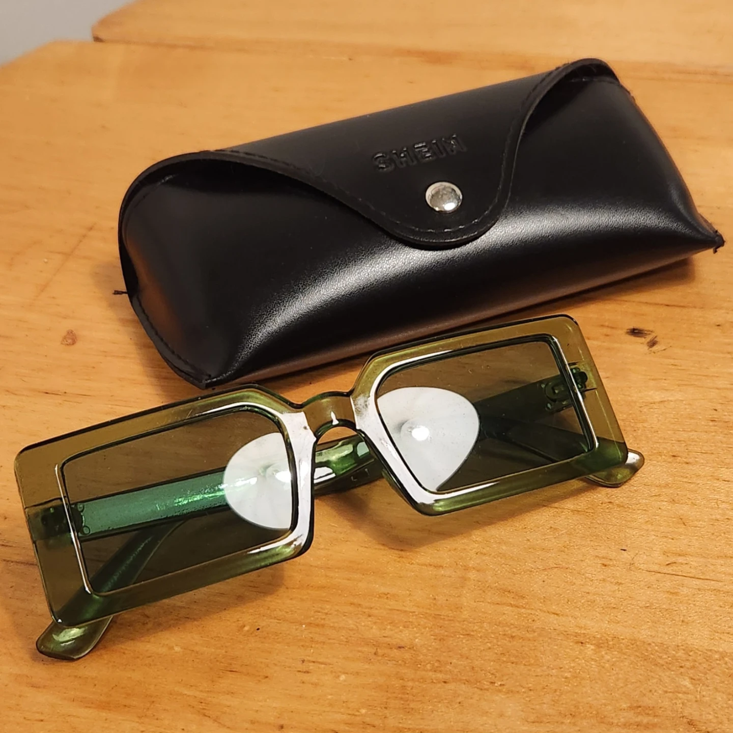 SHEIN Olive Green Rectangular Fashion Sunglasses