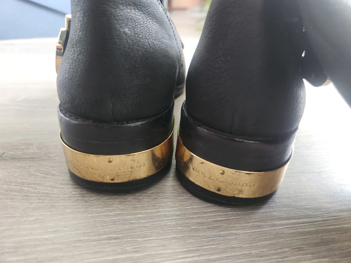 Black Leather Boots with Gold Buckles & Zippers - photo 3