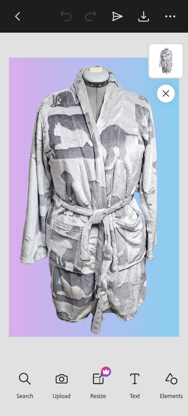 New- Cats and Dogs, Grey Plush Robe