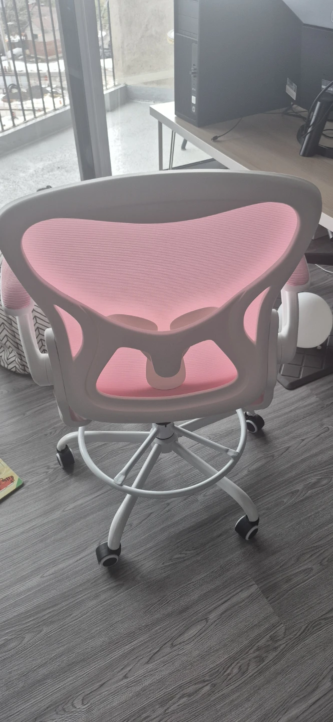 Pink Mesh Office Chair with Footrest - photo 2