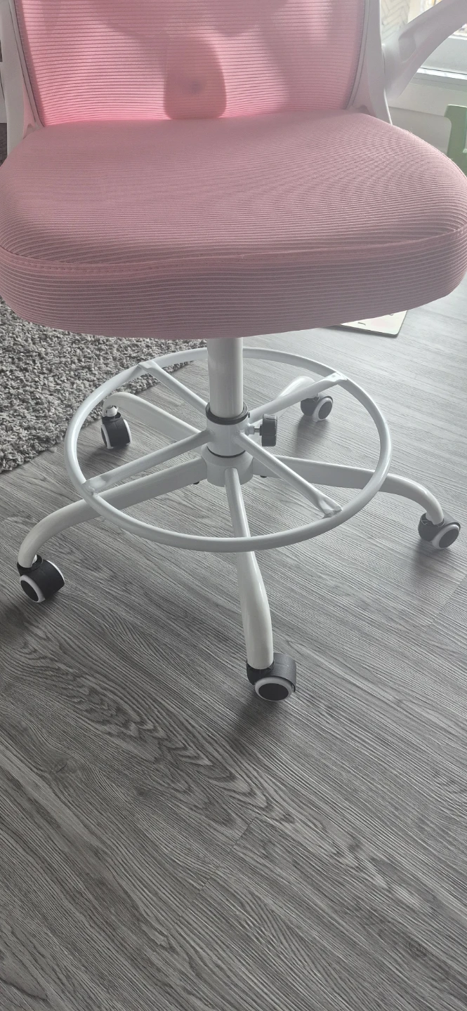 Pink Mesh Office Chair with Footrest - photo 3