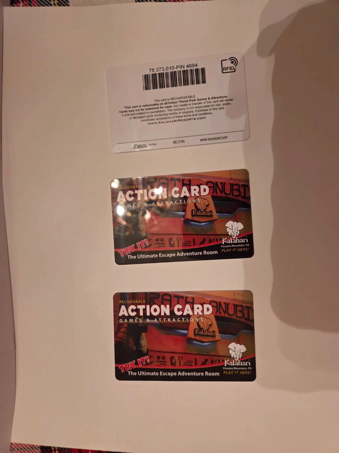 Kalahari Resorts Action Game  Gift Card