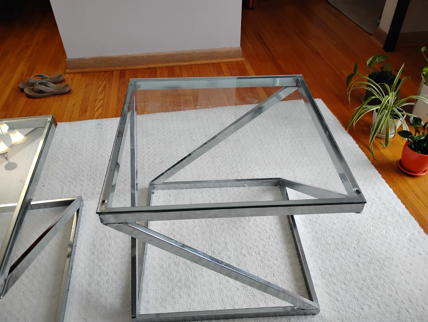 Set of 2 Modern Glass and Chrome End Tables