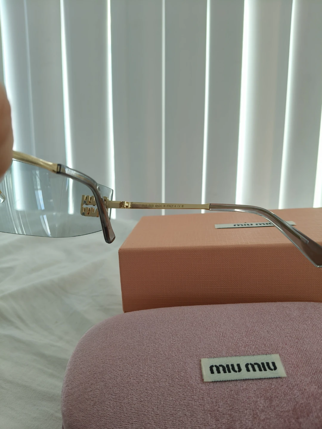 Miu Miu Rimless Sunglasses with Gold Accents - photo 3