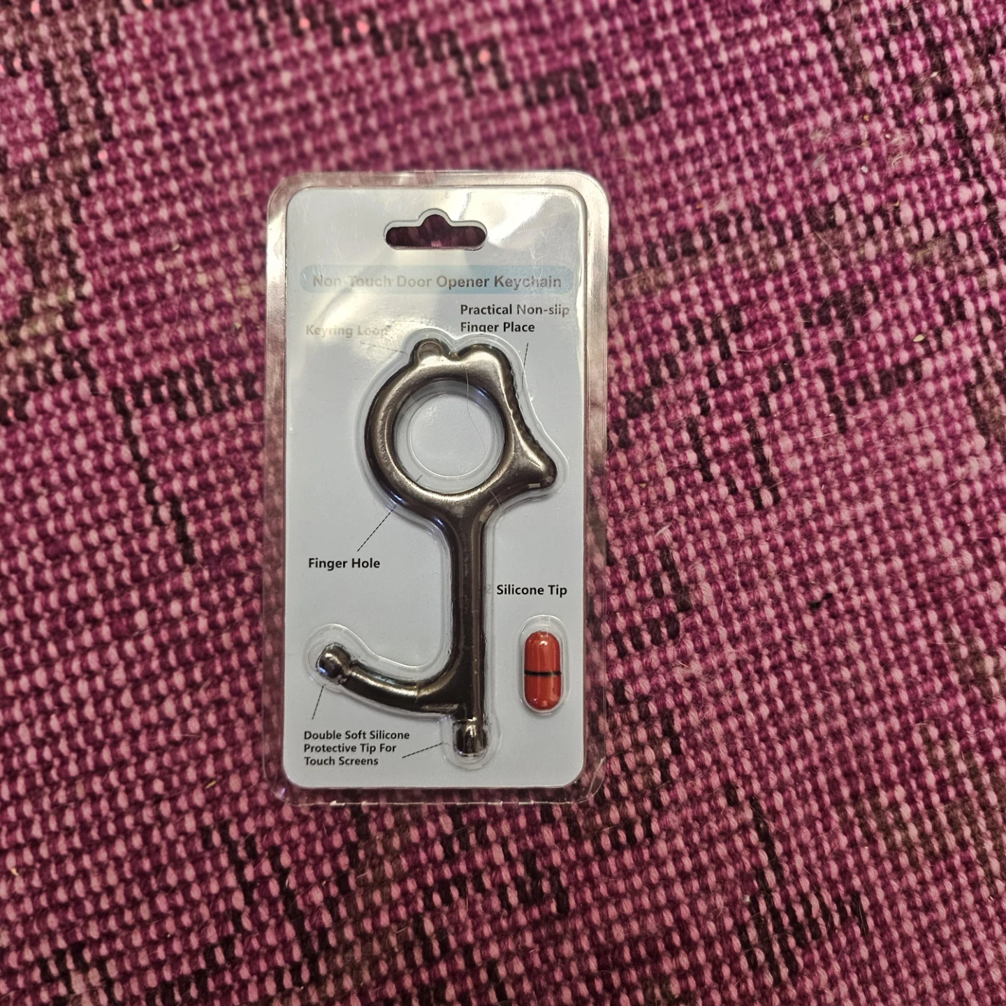 Non-Touch Door Opener Keychain with Silicone Tip