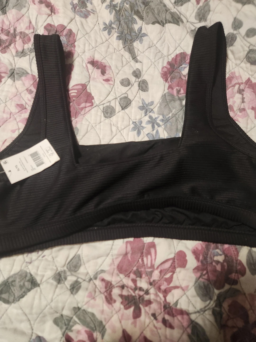 Black Ribbed Bikini Top size xl - photo 2