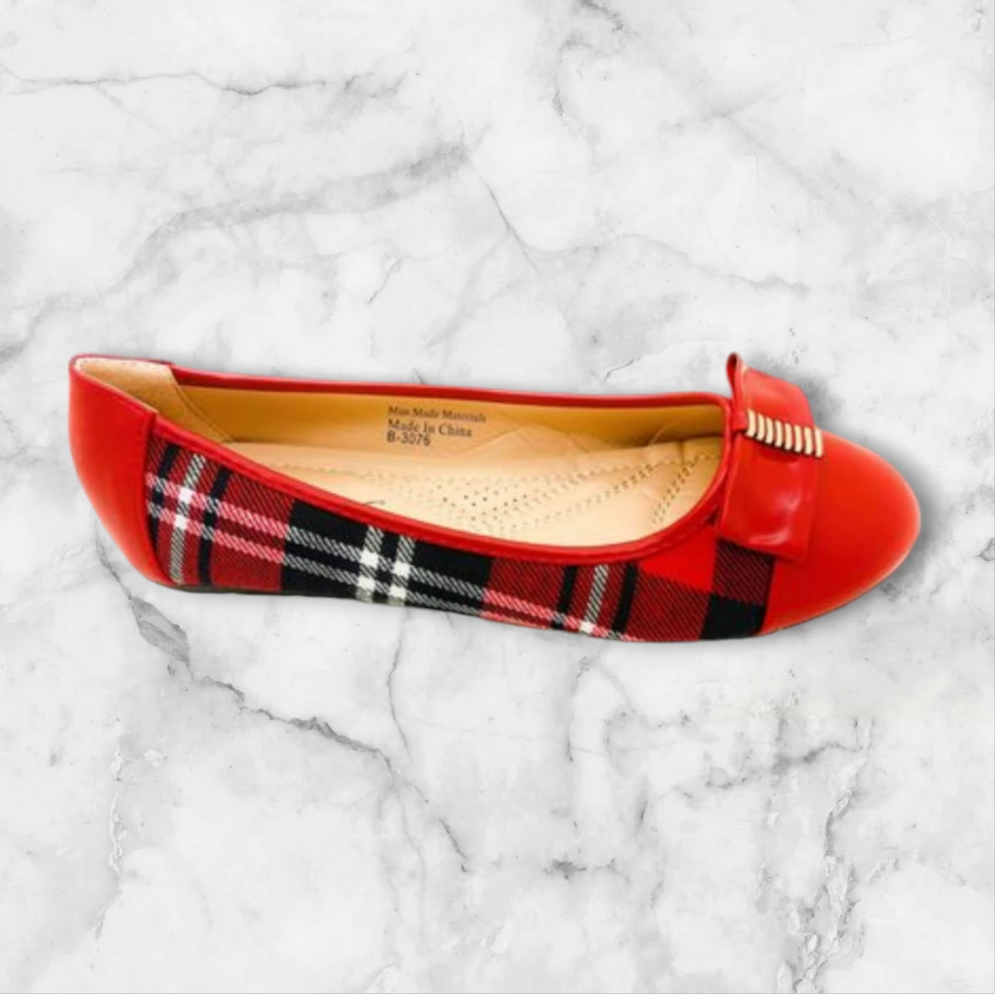 Red Plaid Ballet Flats - Size 8.5 - photo 2