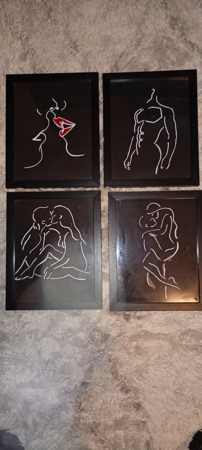 Set of 4 Framed Abstract Line Art Prints - photo 4