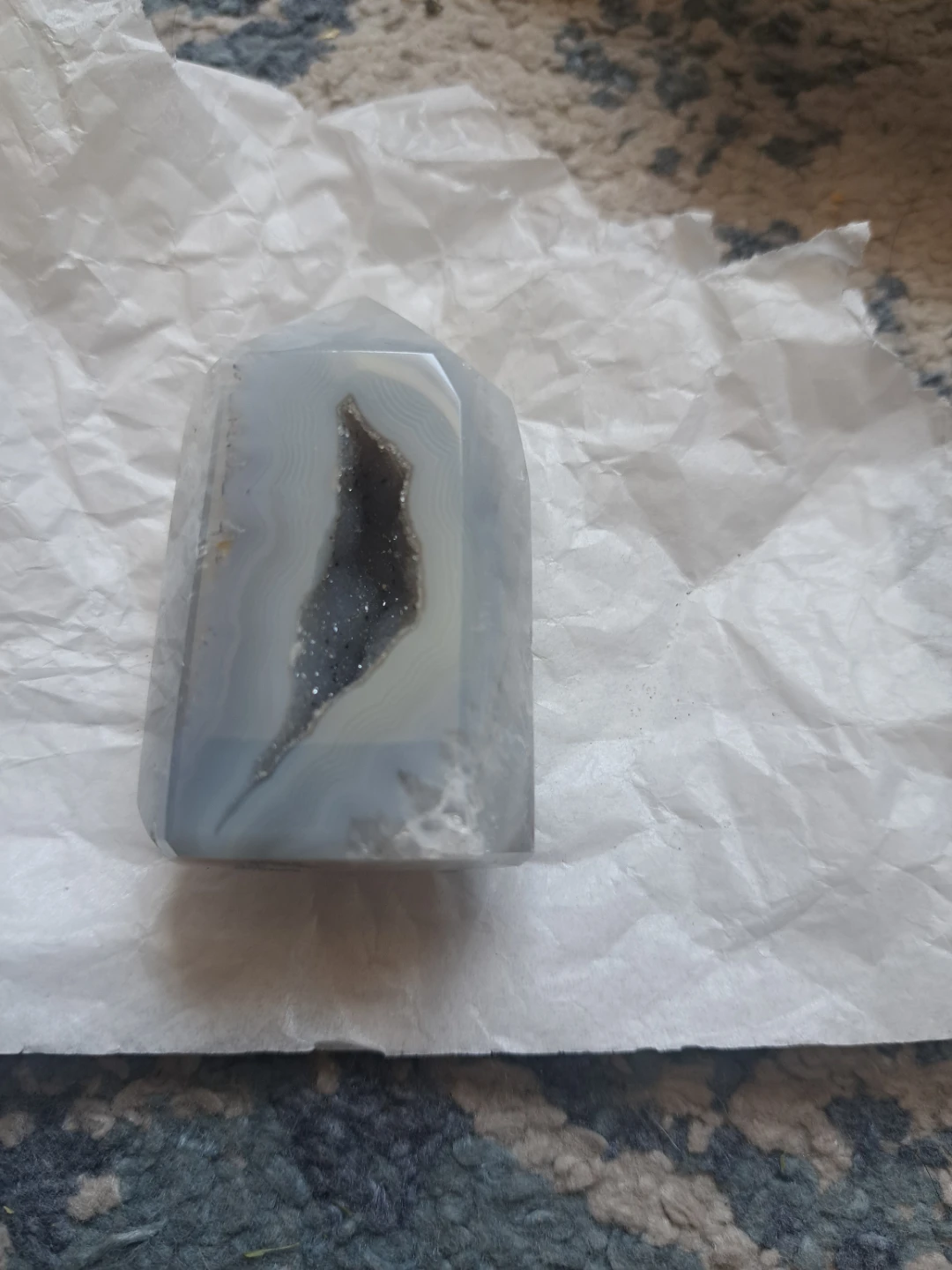 Polished Agate Geode Crystal Point