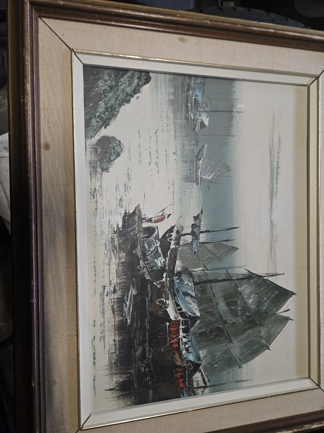 vintage mid-century  oil painting on canvas by, Peter Wong. 