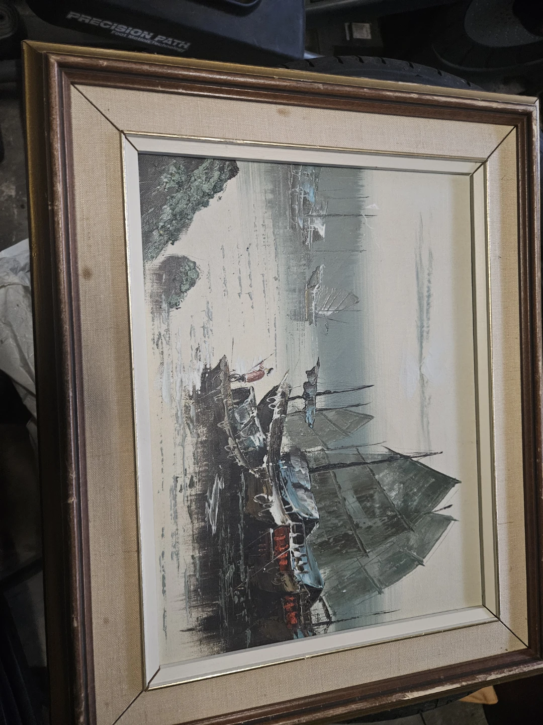 vintage mid-century  oil painting on canvas by, Peter Wong.  - photo 3