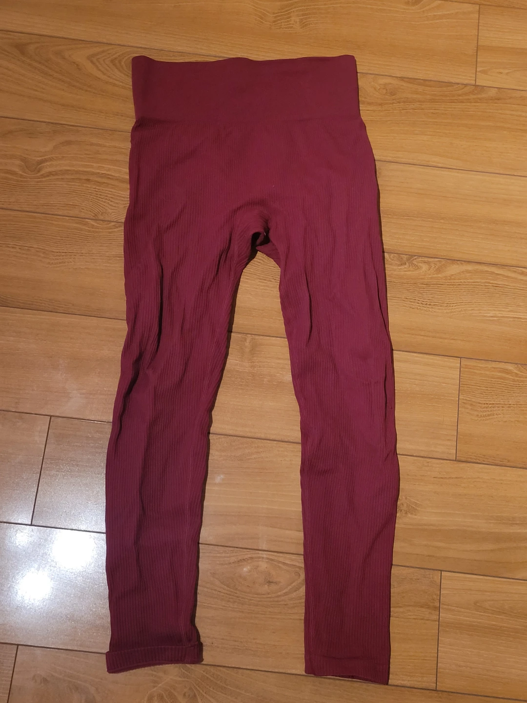 Burgundy Ribbed Leggings Size S