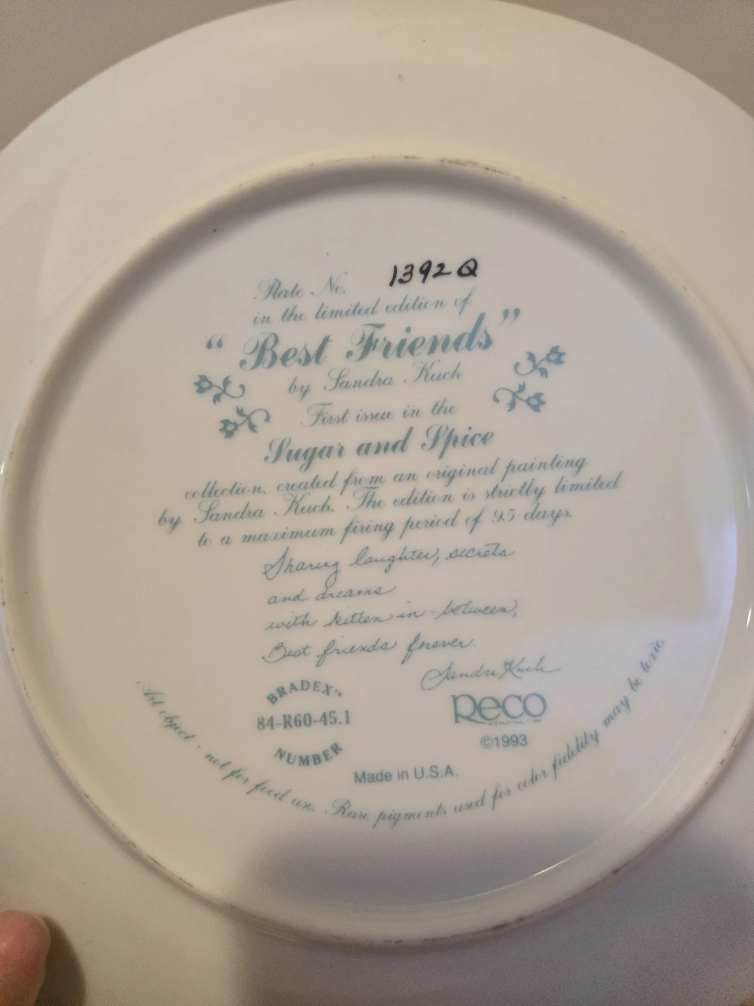 Sandra Kuck "Best Friends" Collector Plate - photo 2
