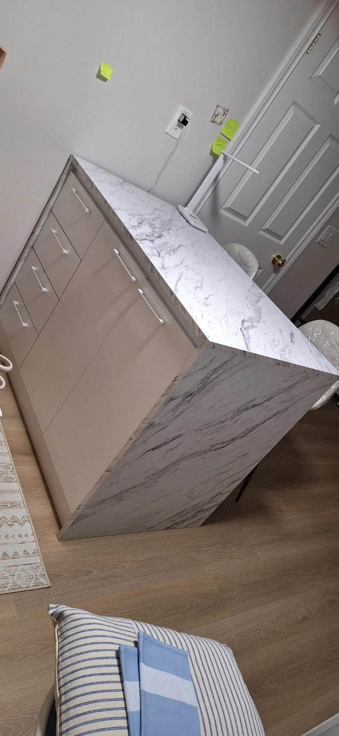 Kitchen Island with Marble Top and Storage - photo 2
